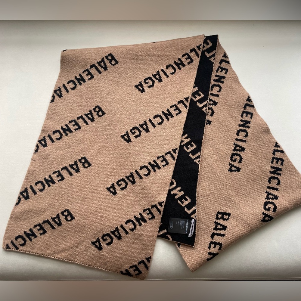 Balenciaga Virgin Wool Logo Scarf